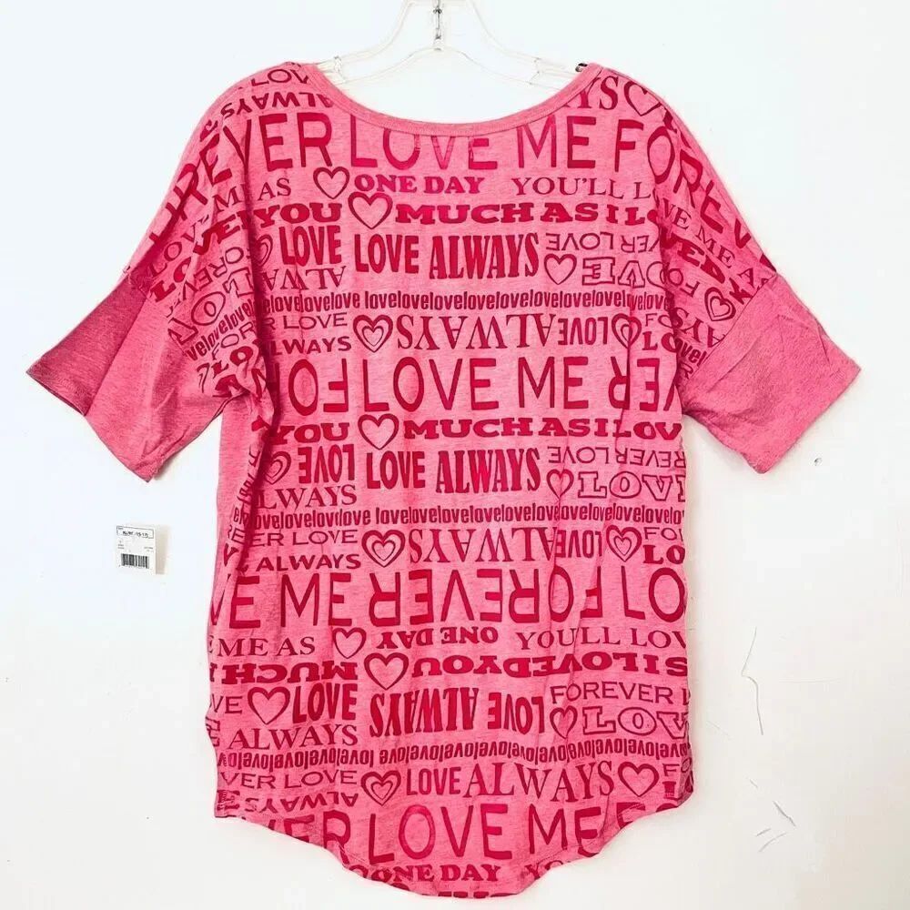 NWT Rocker Girl Sz L Love Big Heart Graphic Short Sleeve High Hi Low T-Shirt - Picture 3 of 12